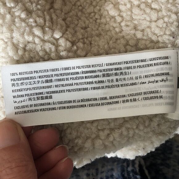 Abercrombie & Fitch Sherpa Lined Boxy Relaxed Fit Shaggy Plaid Flannel Jacket L - Picture 16 of 16